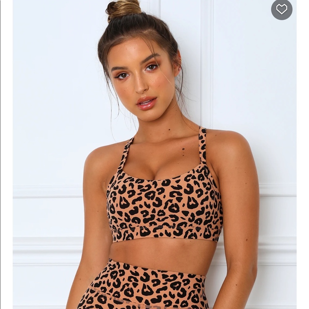 White fox cheetah sports bra XL